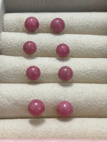 Pink Rhodonite Stud Earrings: S925