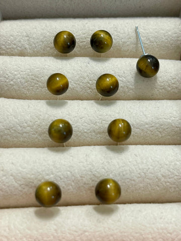 Tigers Eye Stud Earrings: S925