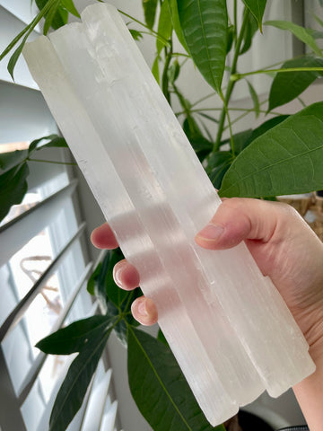 2 Selenite Sticks 9-10 inches | Raw Selenite Bar | Satin Spar