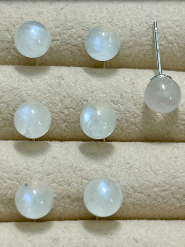 Moonstone Stud Earrings: S925