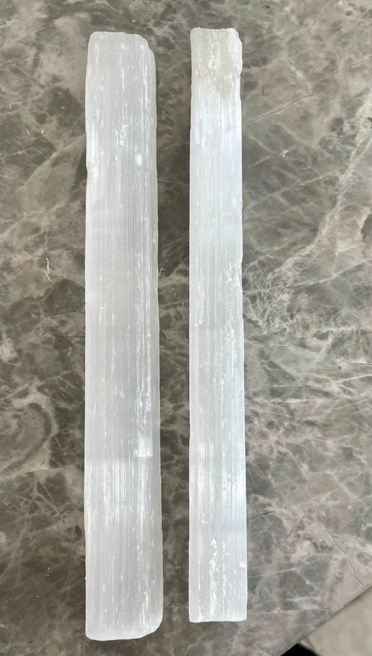 2 Selenite Sticks 9-10 inches | Raw Selenite Bar | Satin Spar