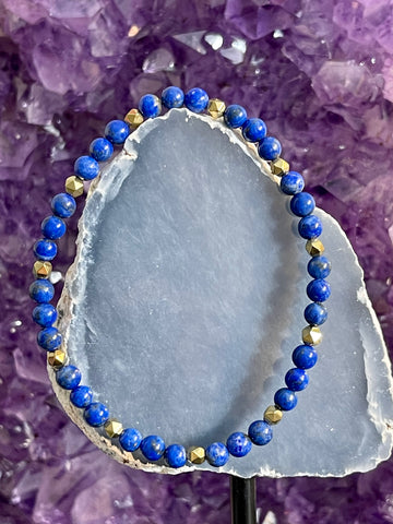Wisdom, Clarity, Intuition; Lapis Lazuli with Pyrite Hematite, 6mm
