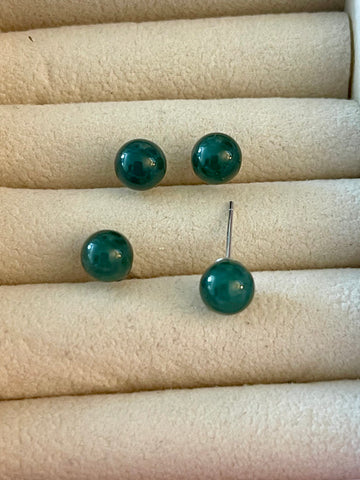 Blue Water Jade 8mm Studs