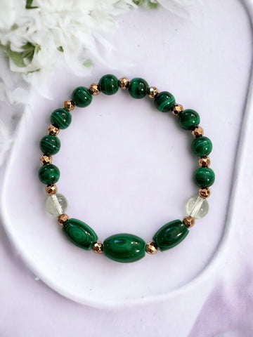 2024 Transformation Bracelet: Malachite, Clear Quartz, Hematite