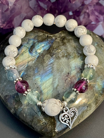 White Howlite and Fluorite; Absorb Negative Energy and Stress, Calm, Peace
