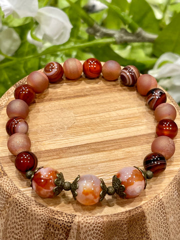 Brown Druzy Agates, Sardonyx, Carnelian Flower Agates