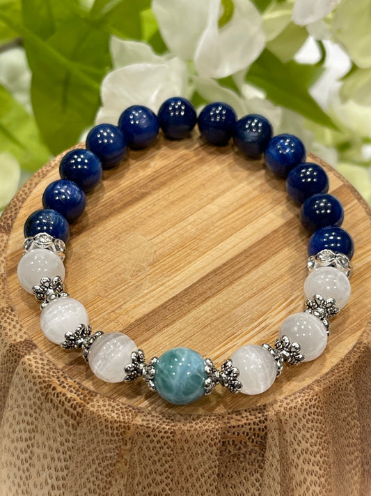 Larimar Stone with Blue Kyanite or Moonstone