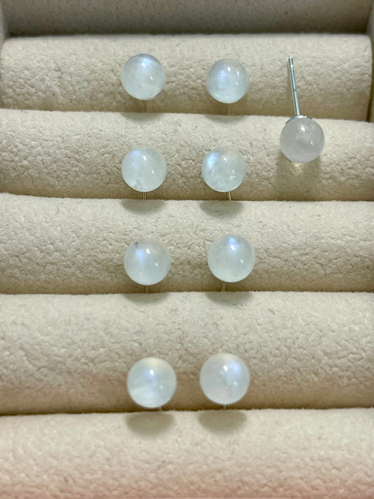 Moonstone Stud Earrings: S925