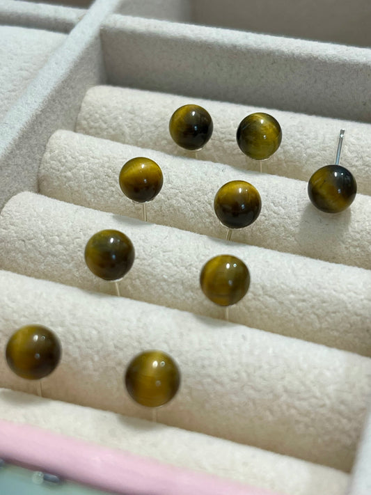 Tigers Eye Stud Earrings: S925