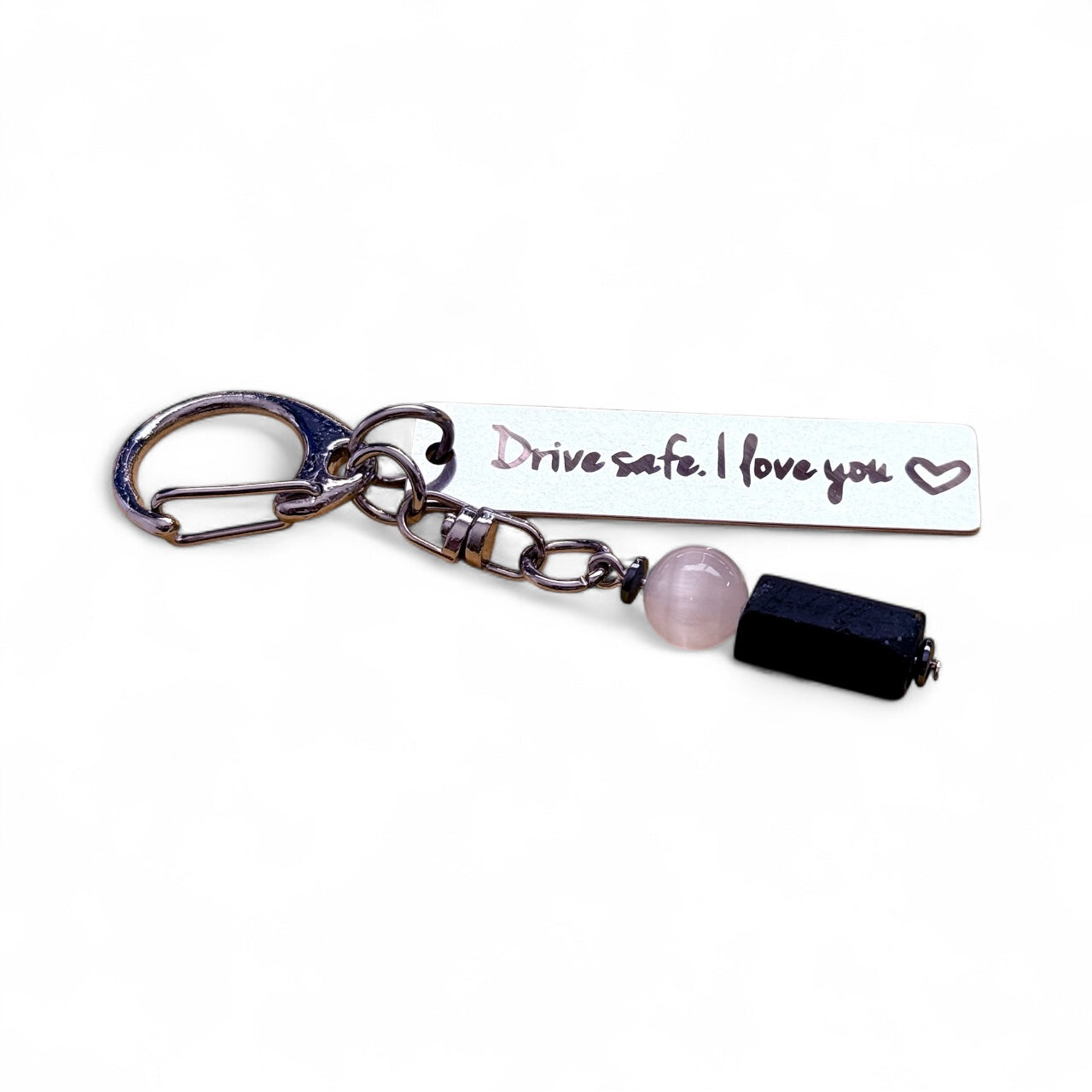 Drive Safely, I Love You | Protection | Selenite & Tourmaline Keychain | Evil Eye Charms