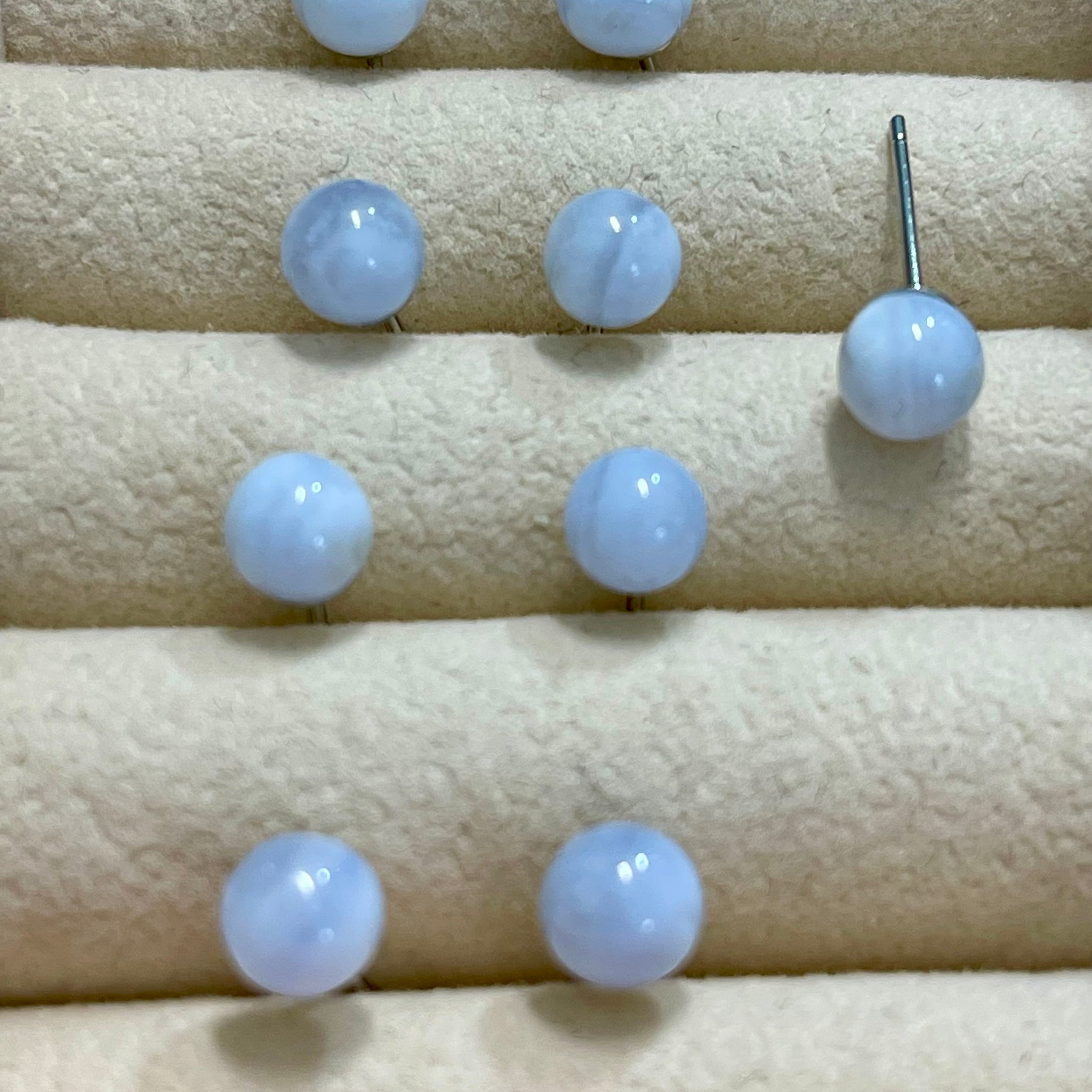 Blue Lace Agate Stud Earrings: S925