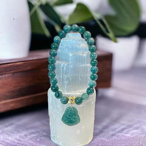 Happy Buddha, Blue Water Jade: Good Fortune, Emotional Well Being, Peace and Serenity
