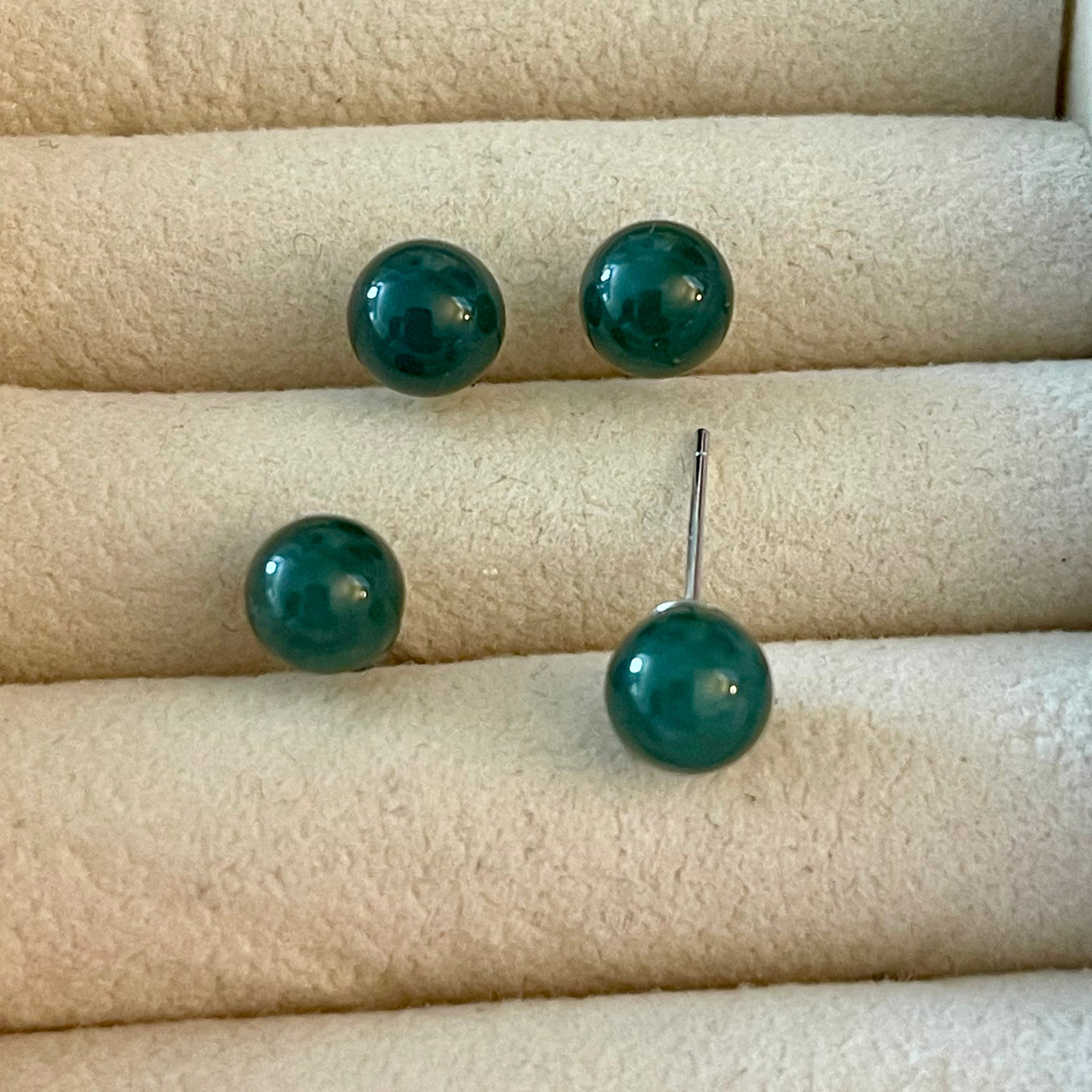 Blue Water Jade 8mm Studs