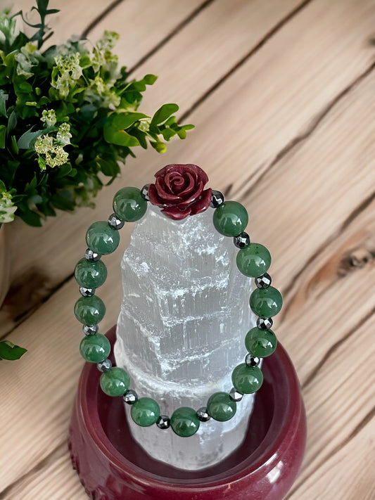 Green Jade with Cinnabar Rose: Good Fortune, Balance, Harmony and Abundance
