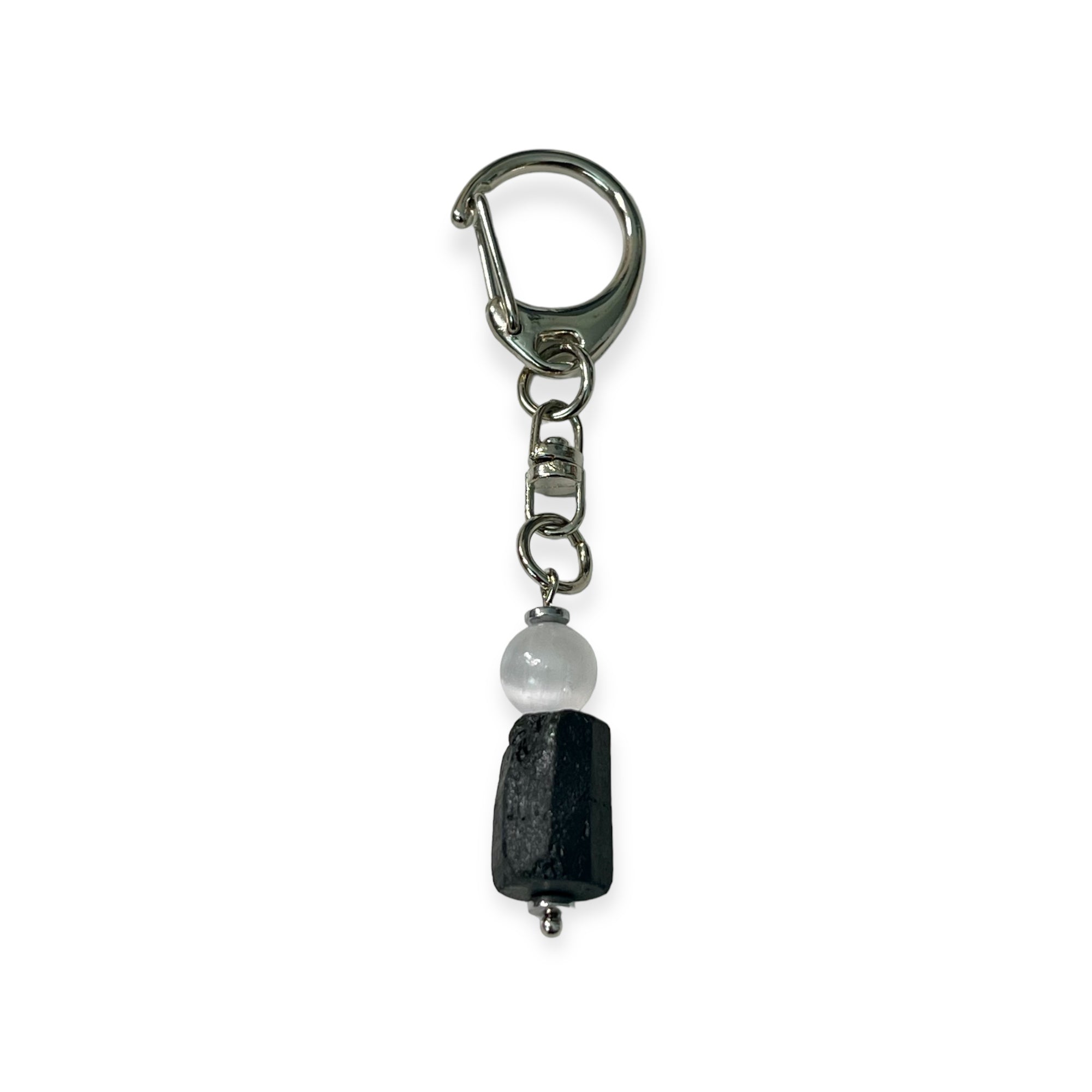 Tourmaline & Selenite | Protection Keychain
