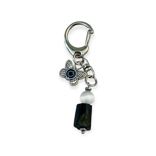 Tourmaline & Selenite | Protection Keychain