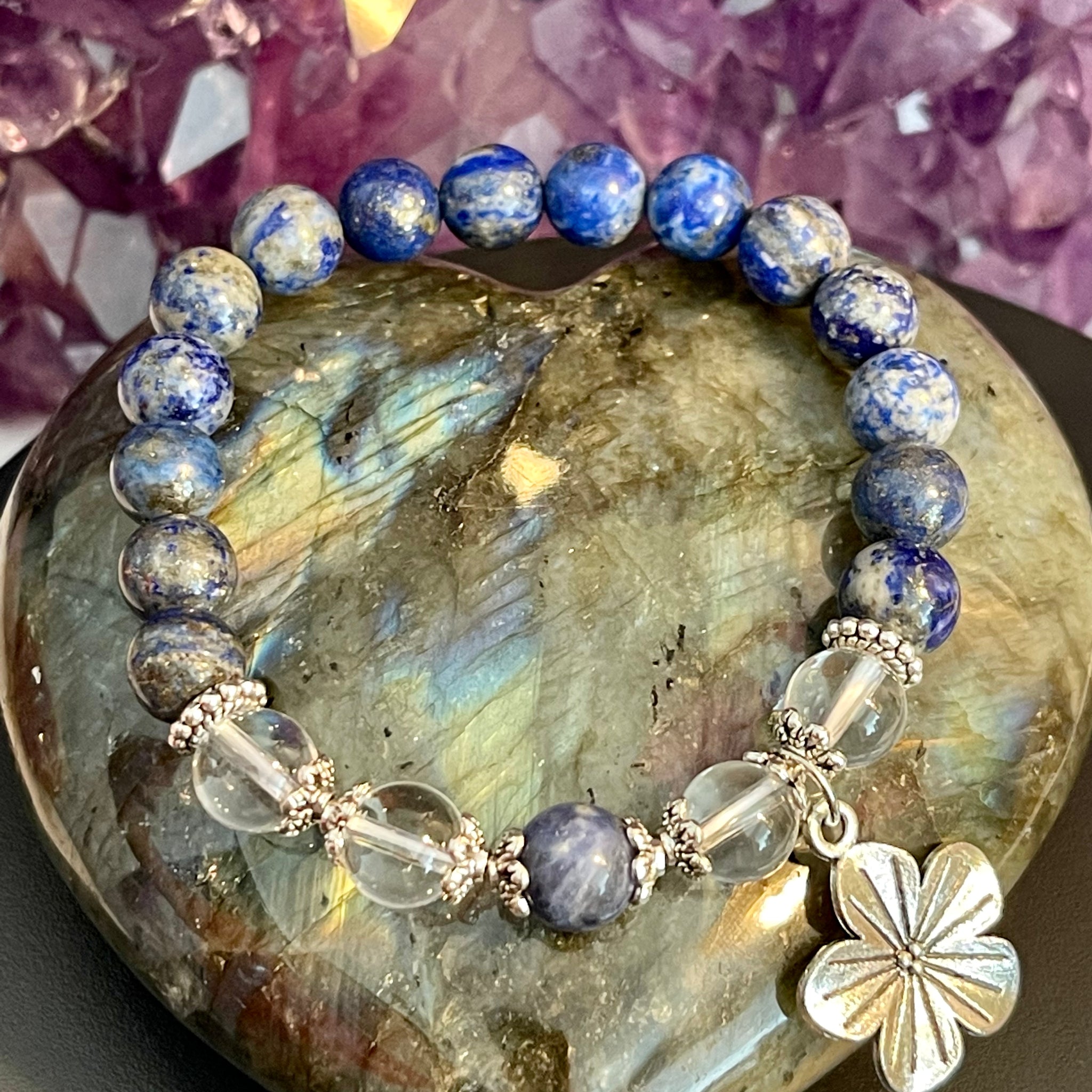 Lapis Lazuli, Clear Quartz, Sodalite; Soothe, Heal, Relieves Stress Anxiety, Protect