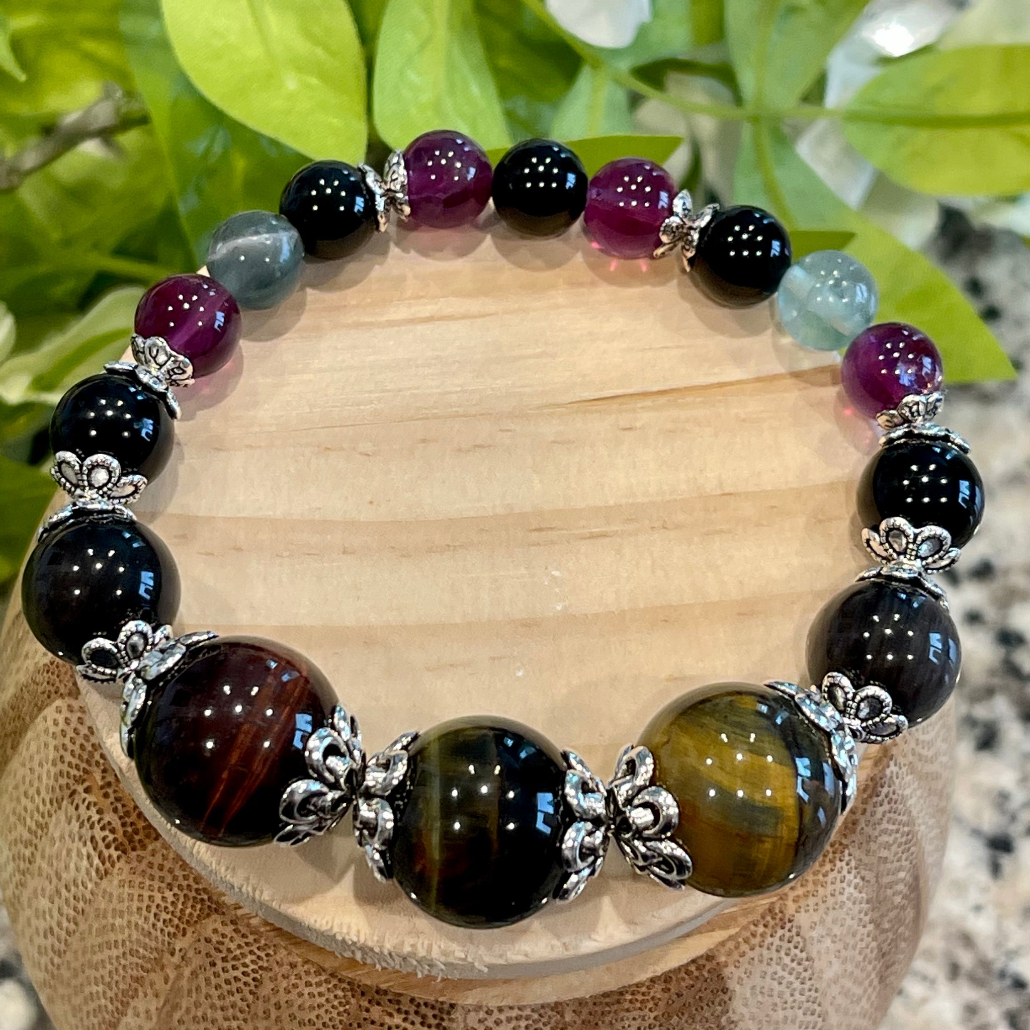 Tigers Eye 16mm, Obsidian, Fluorite; Protection, Grounding, Absorb & Shield Negative Energy