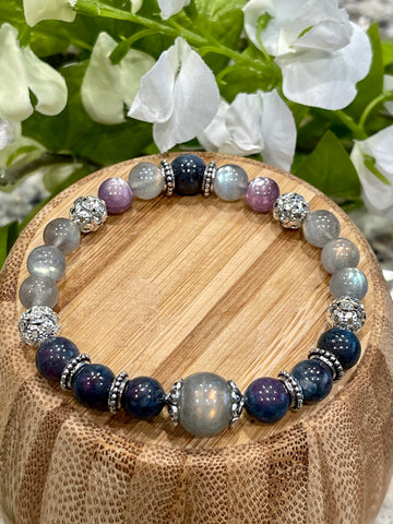 Labradorite, Ruby in Kyanite, Purple Mica; Powerful Heart Stone, Emotional Balance, Increase Intuition, Protection, Manifest Your Heart's Desires