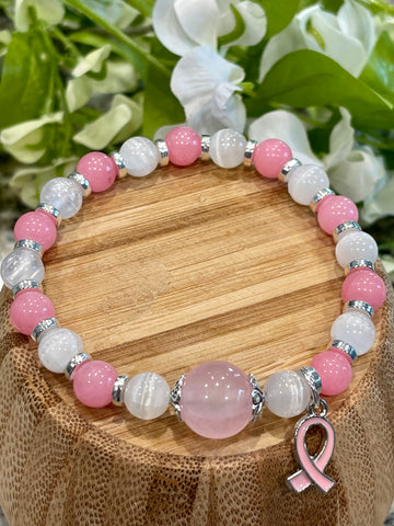 Breast Cancer Awareness Bracelet; Hope, Love, Healing