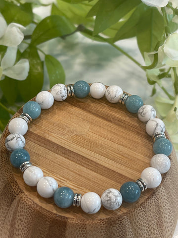 Howlite & Aquamarine; Just Breathe, Calm, Soothe, Relieve Anxiety